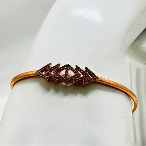 Stella And Dot, Rose Gold Art Deco Thin Cuff Bracelet Crystals